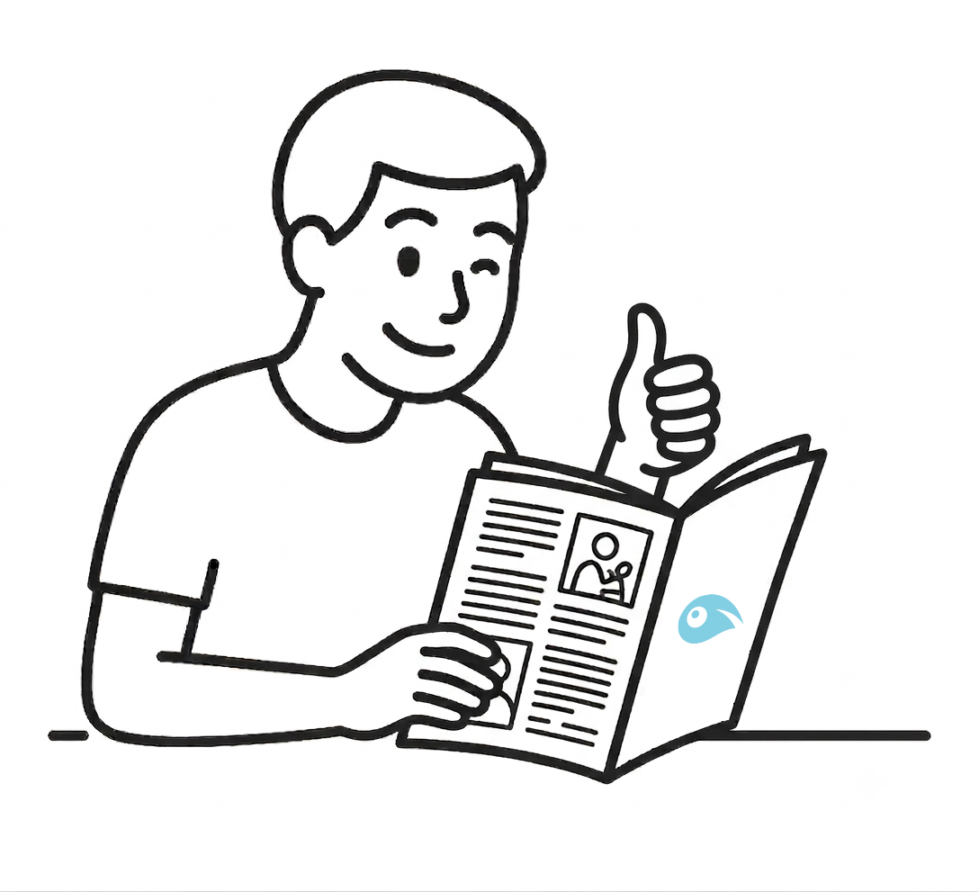Persona leyendo una revista